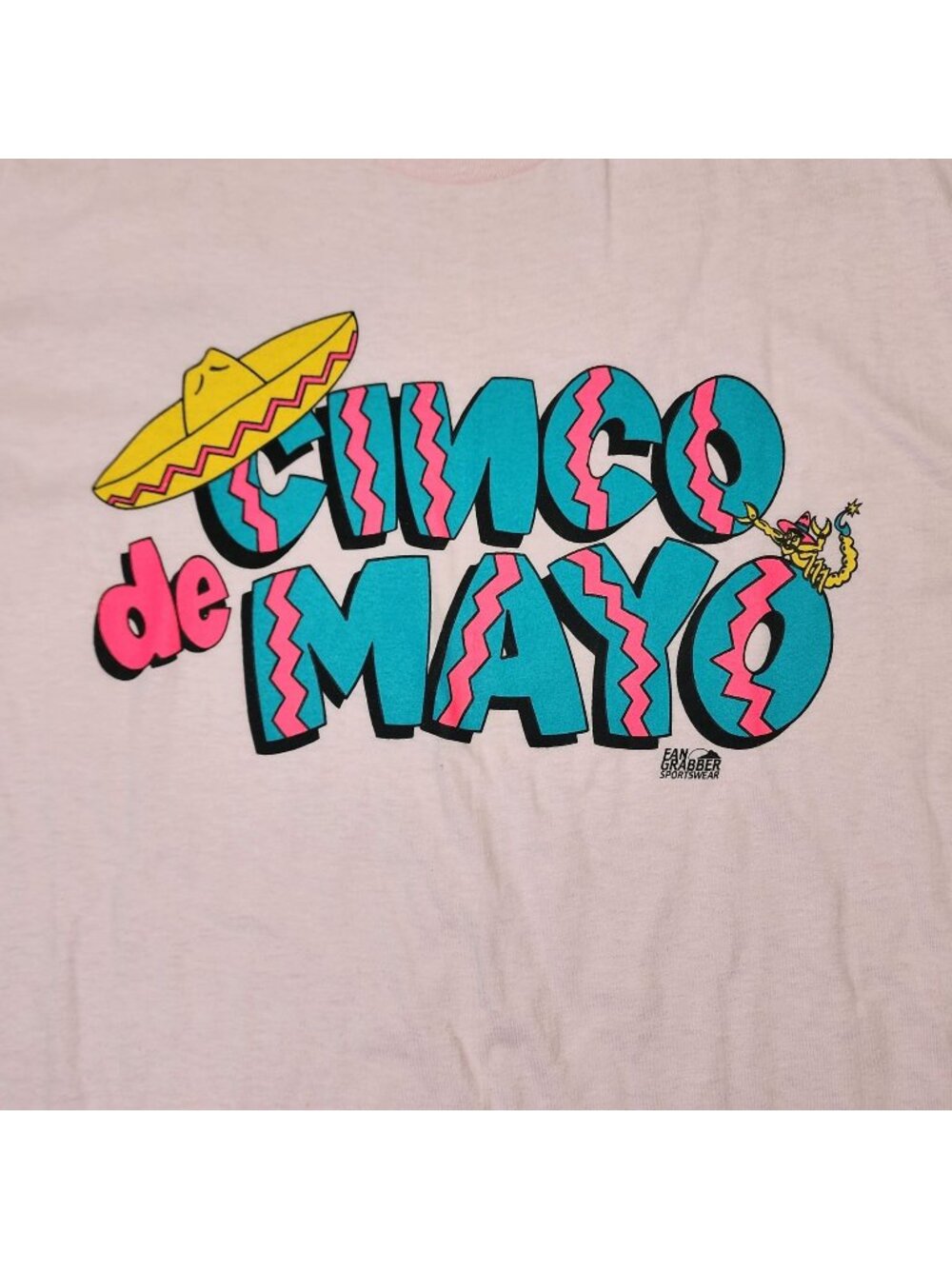 Vintage Pink "Cinco De Mayo" Vintage Single Stitch Cotton T-Shirt, Women's Large